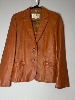 Women's Vintage Tan Geniune Leather Blazer Jacket